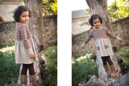 Moda infantil Perfect Days vestido jacquard tierra-Blogmodabebe